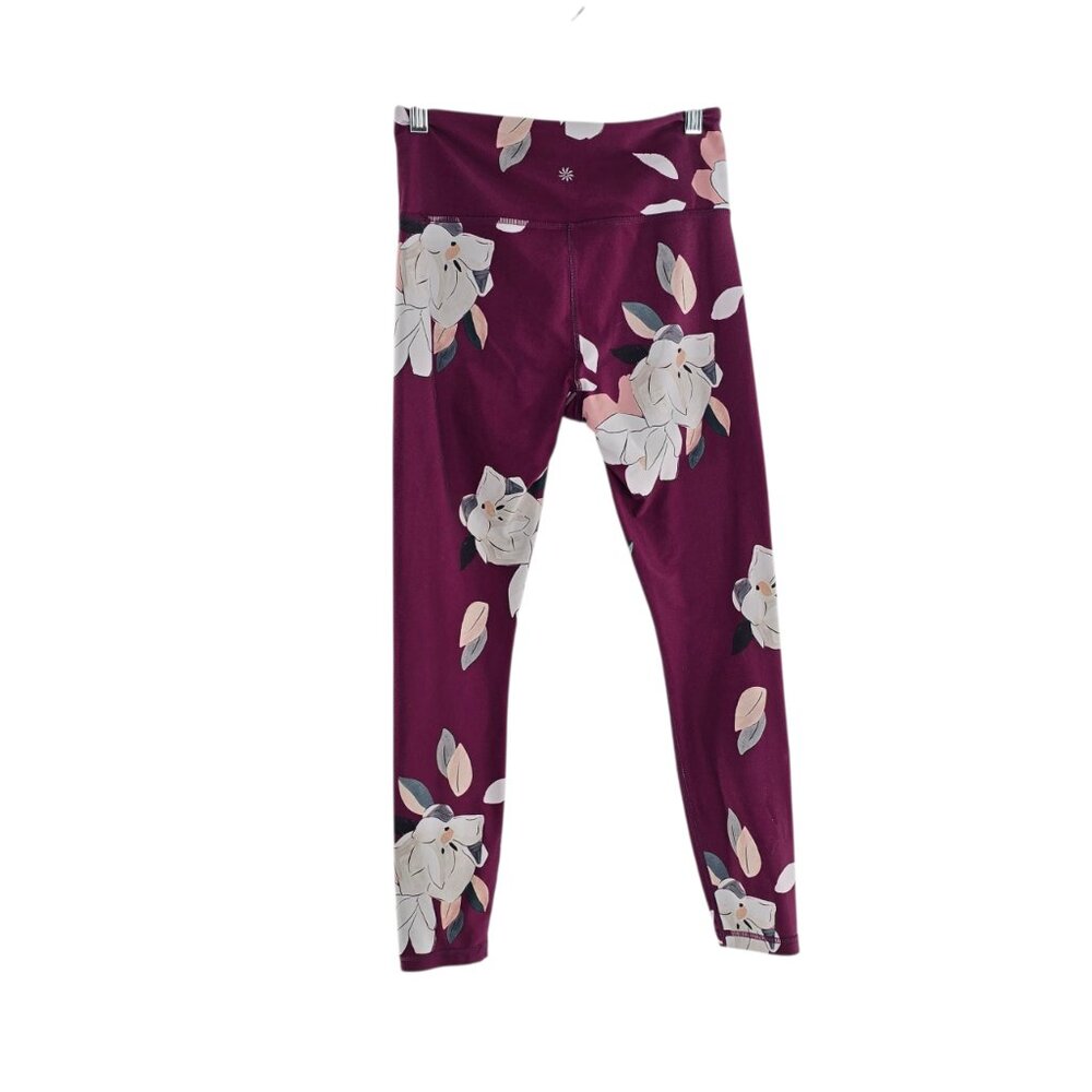Athleta Floral Elation 7/8‎ Tight, Cassis SIZE Small Burgundy
